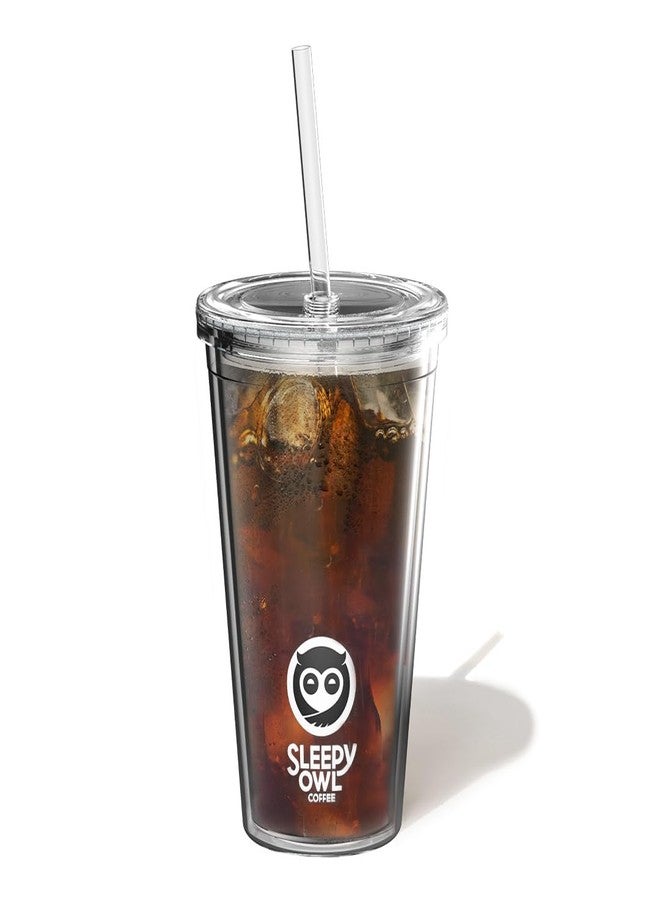 Sleepy Owl Tumbler with Lid and Straw | 475 ml | Secure Seal | Spill Proof | Sipper for Water Tea Smoothie Coffee | Travel Friendly | Suitable for Office | Carry Cold Beverages | Transparent - Image 2